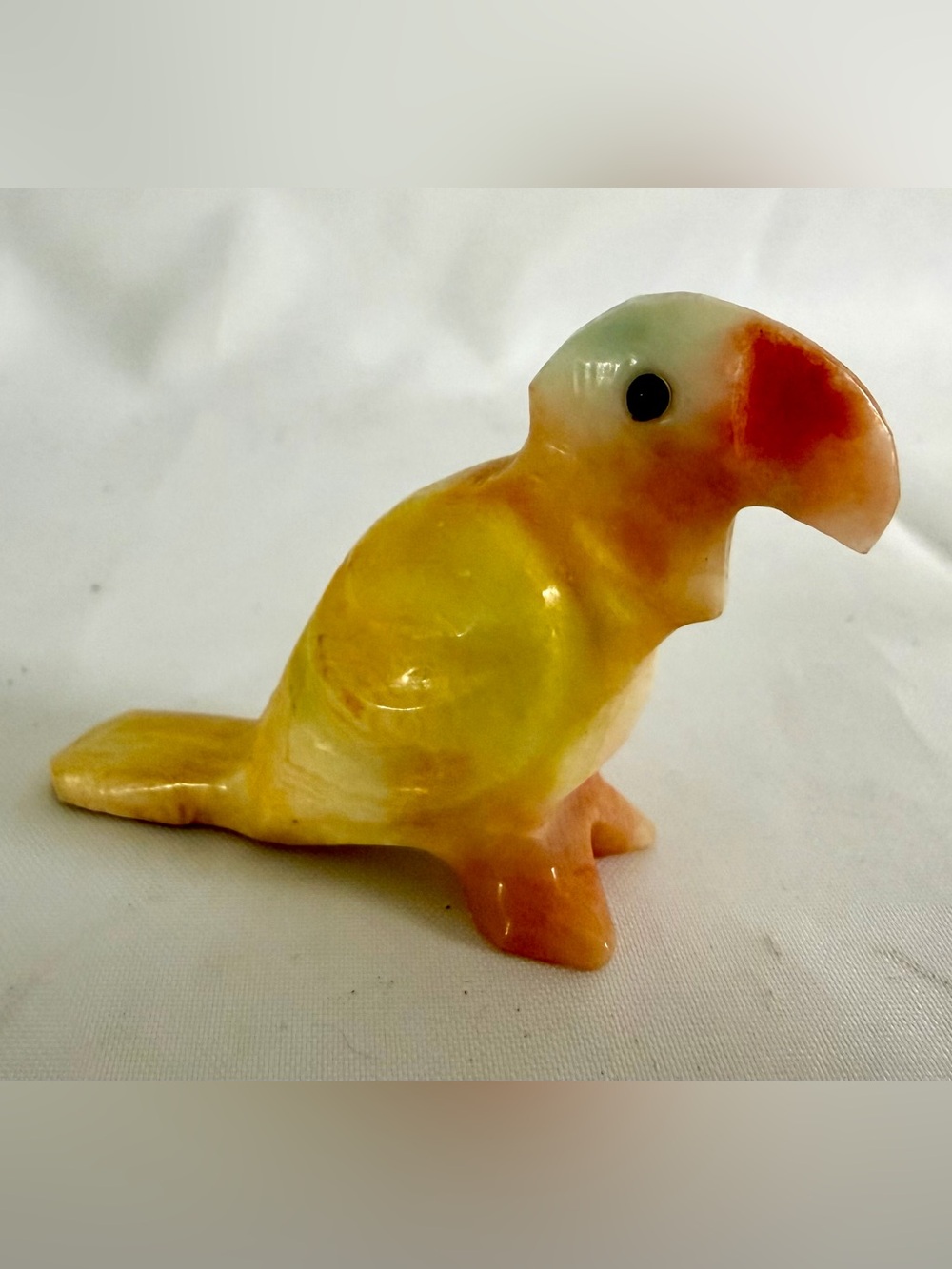 Heche Mexico Mini Hand Carved Stone Parrot Figurine 1.5” Tall EUC